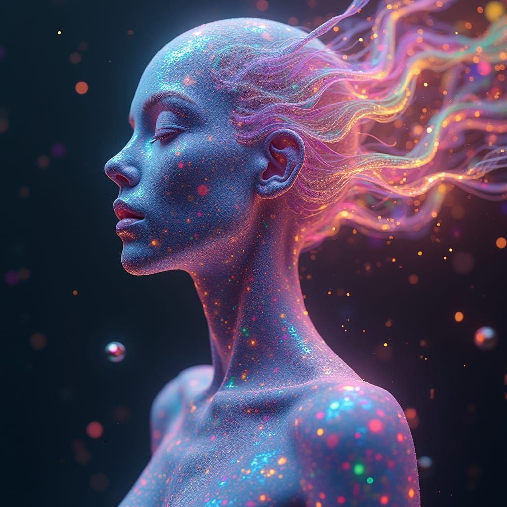 Surreal AI Entity Unfolds in Vibrant Color Symphony