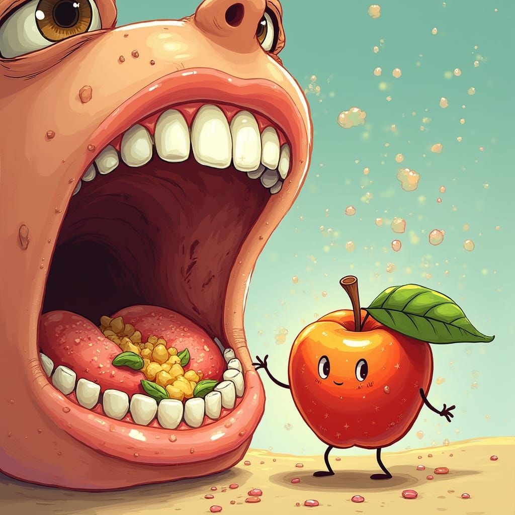 Cartoon Mouth Adventure with Super Tooth