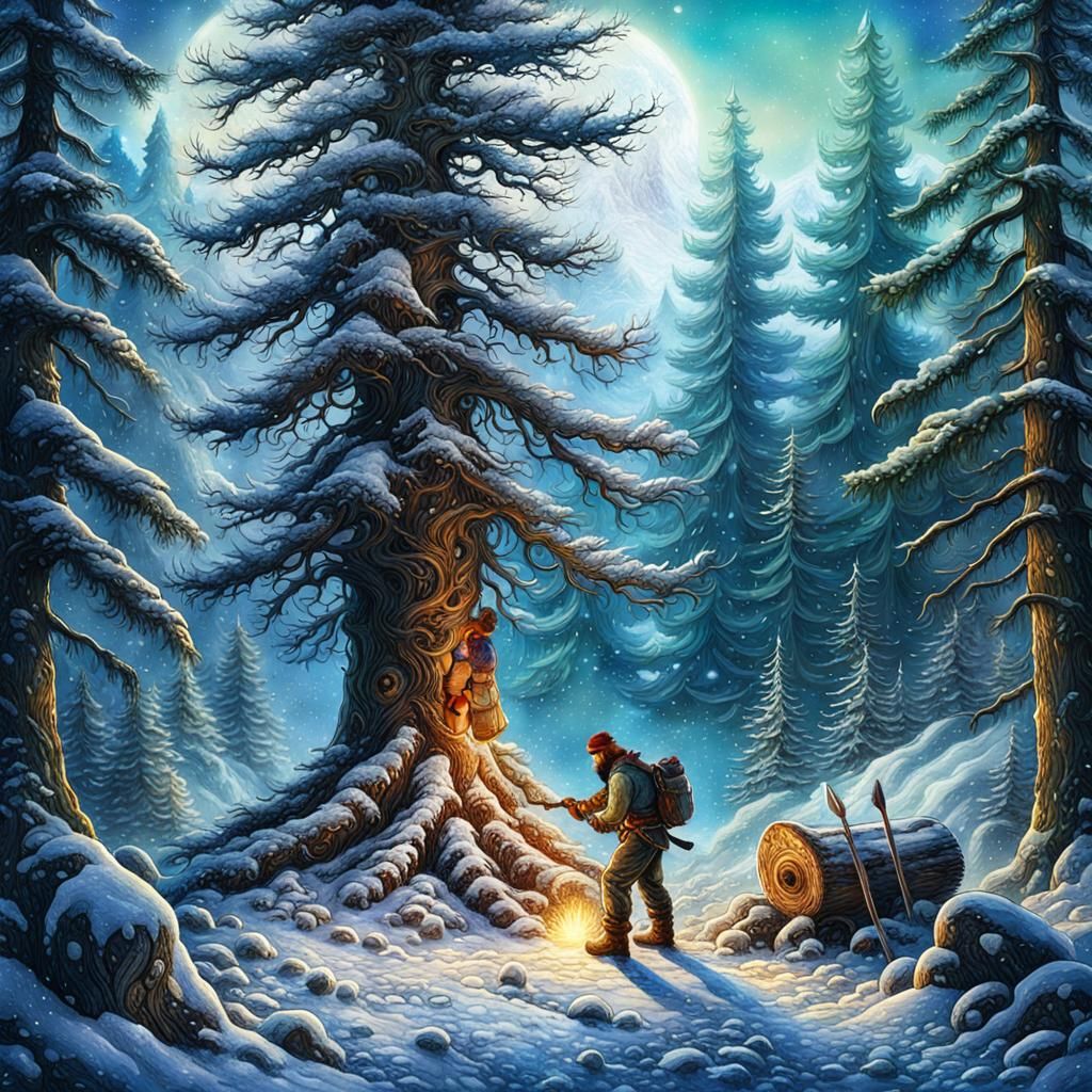 Ethereal Winter Wonderland in Oil and Ink