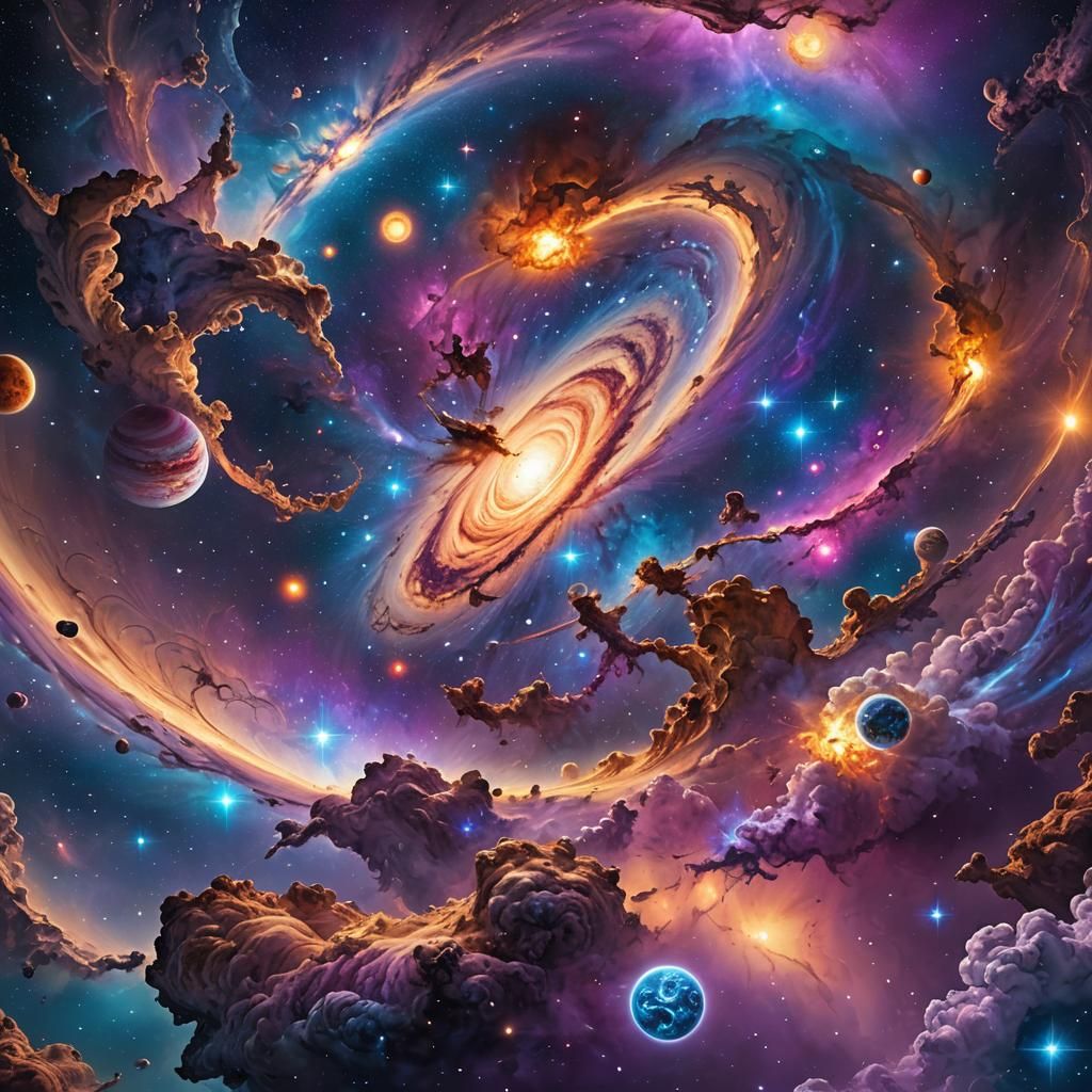 Vibrant Milky Way Galaxy in Psychedelic Art