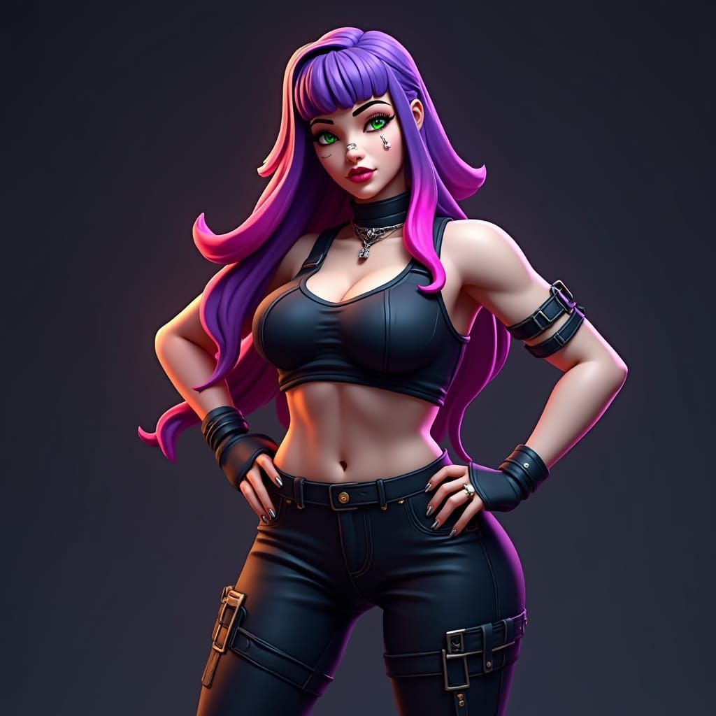 Plus-Size Fortnite Character in Detailed Matte Painting