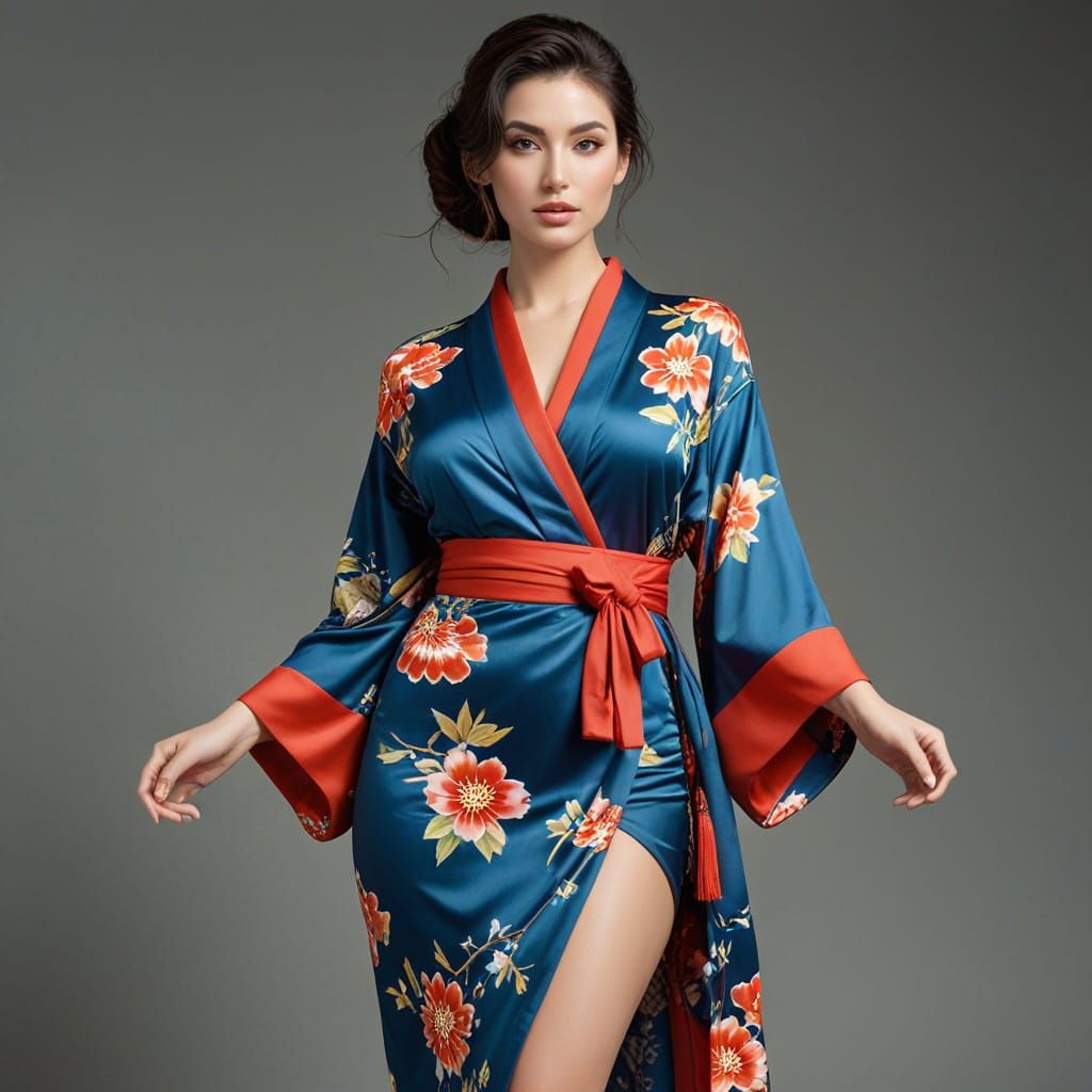 Sensual Kimono Portrait in Traditional Japanese Style