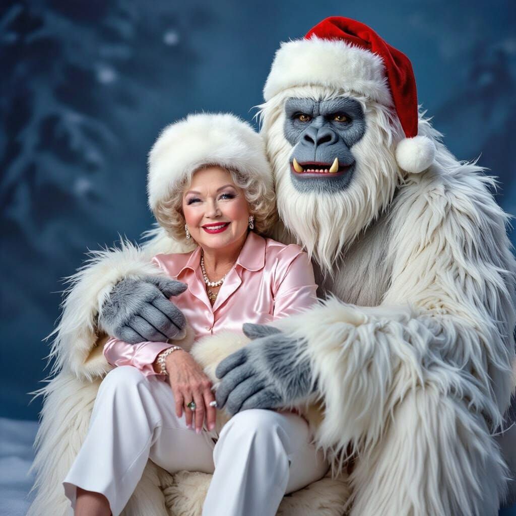 Betty White Sits Cozy With Abominable Snowman