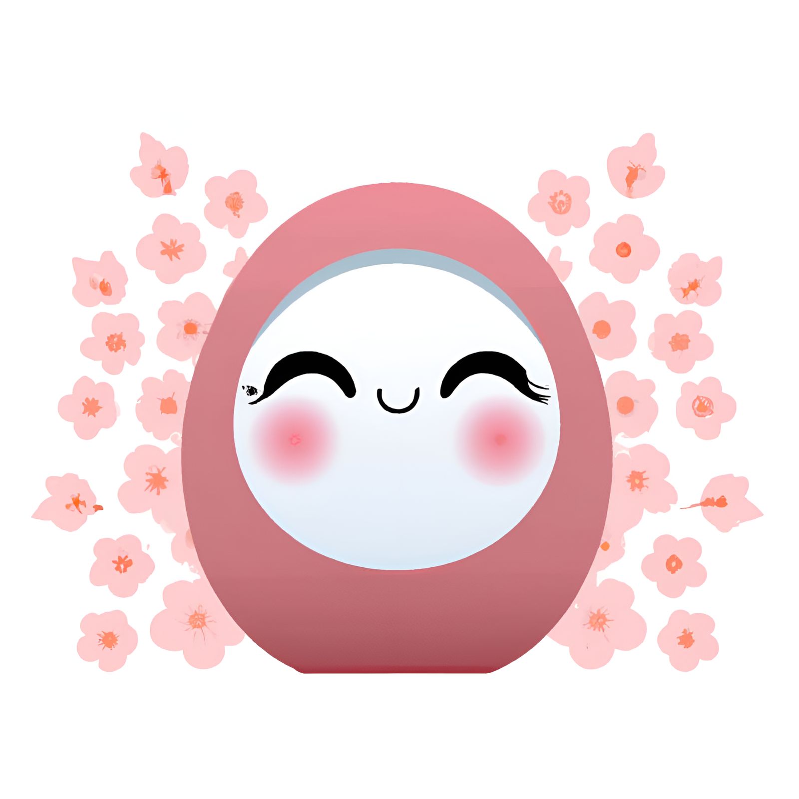 Cute Kawaii Pastel Pink Japanese Daruma Doll With Rosy Cheek...