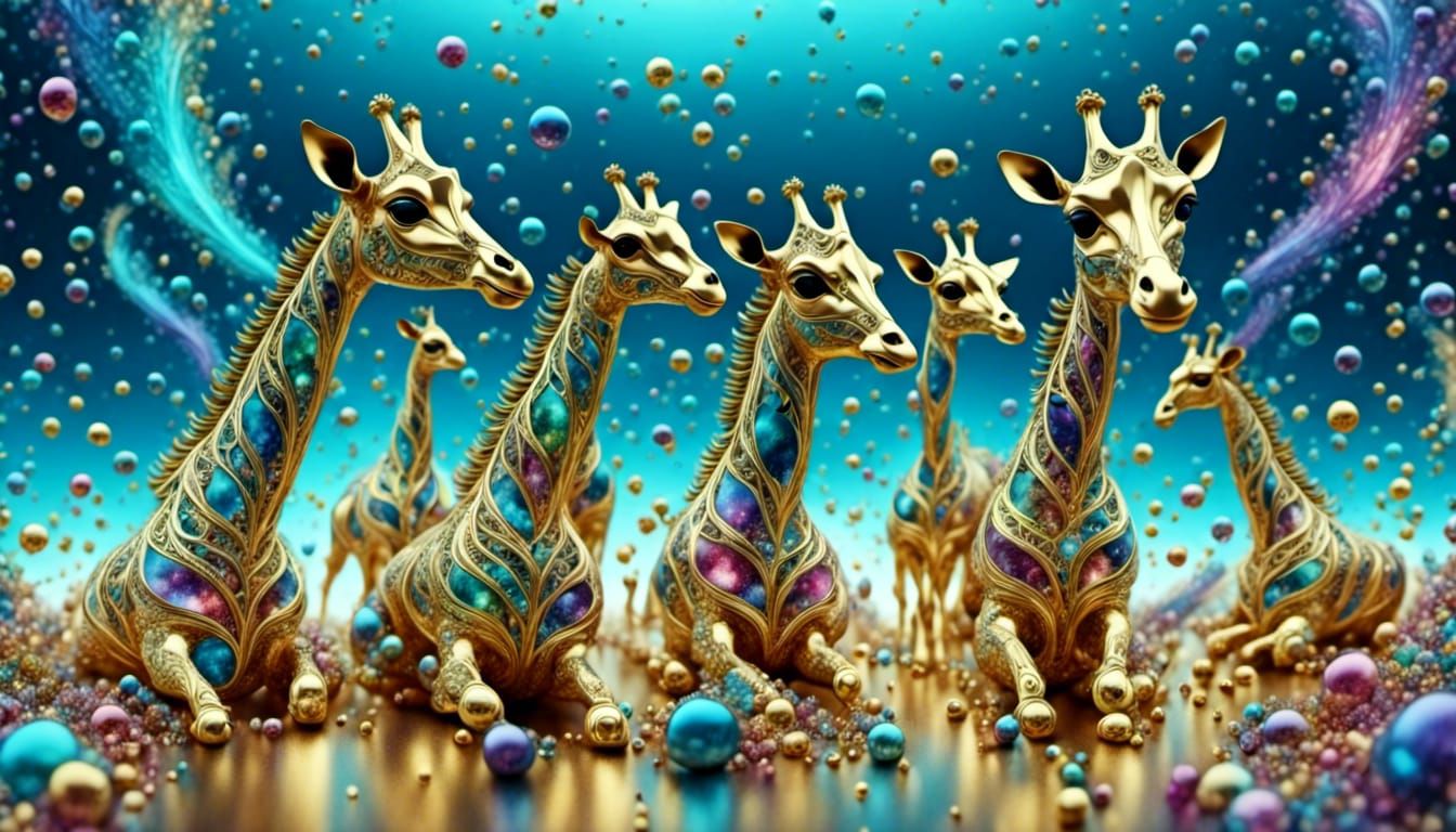 Surreal Fingerpunk Giraffe of Hands and Rainbows