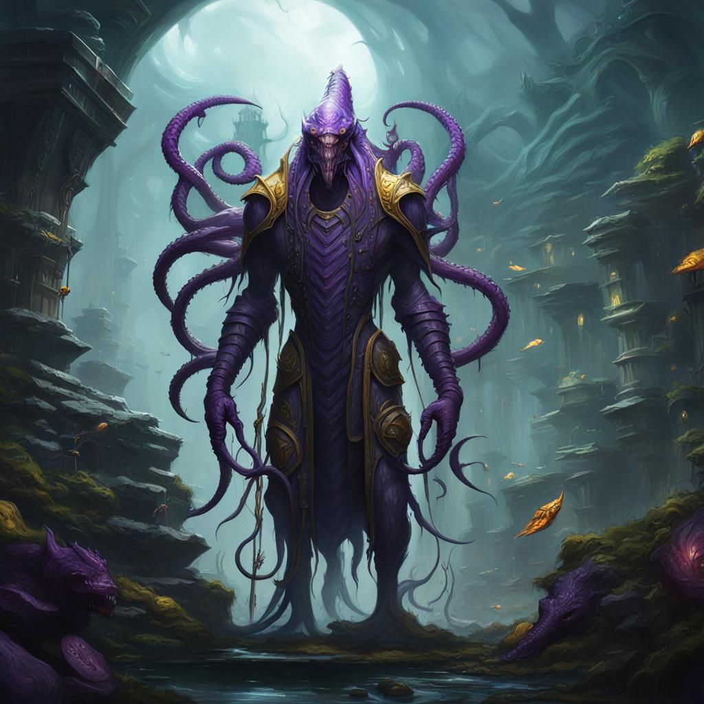Armored Tentacle Monster in Dark Fantasy Style