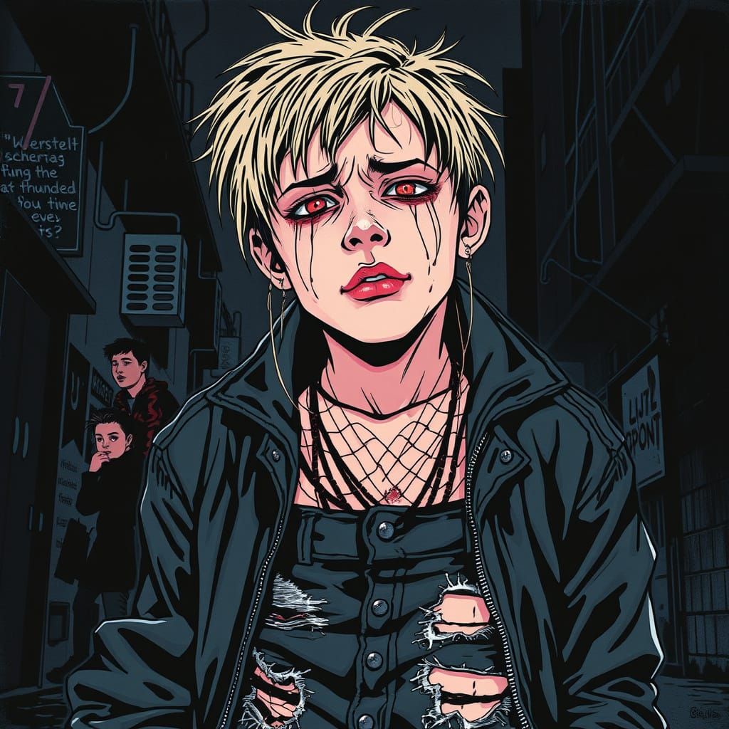 Gritty Urban Punk Youth in 1980s Aesthetic