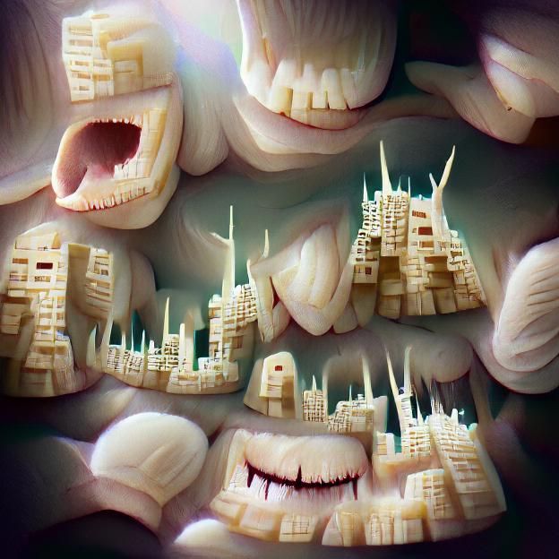 Surreal Cityscape Made of Teeth