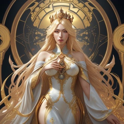 Noblewoman with Sunburst Crown in Concept Art Style