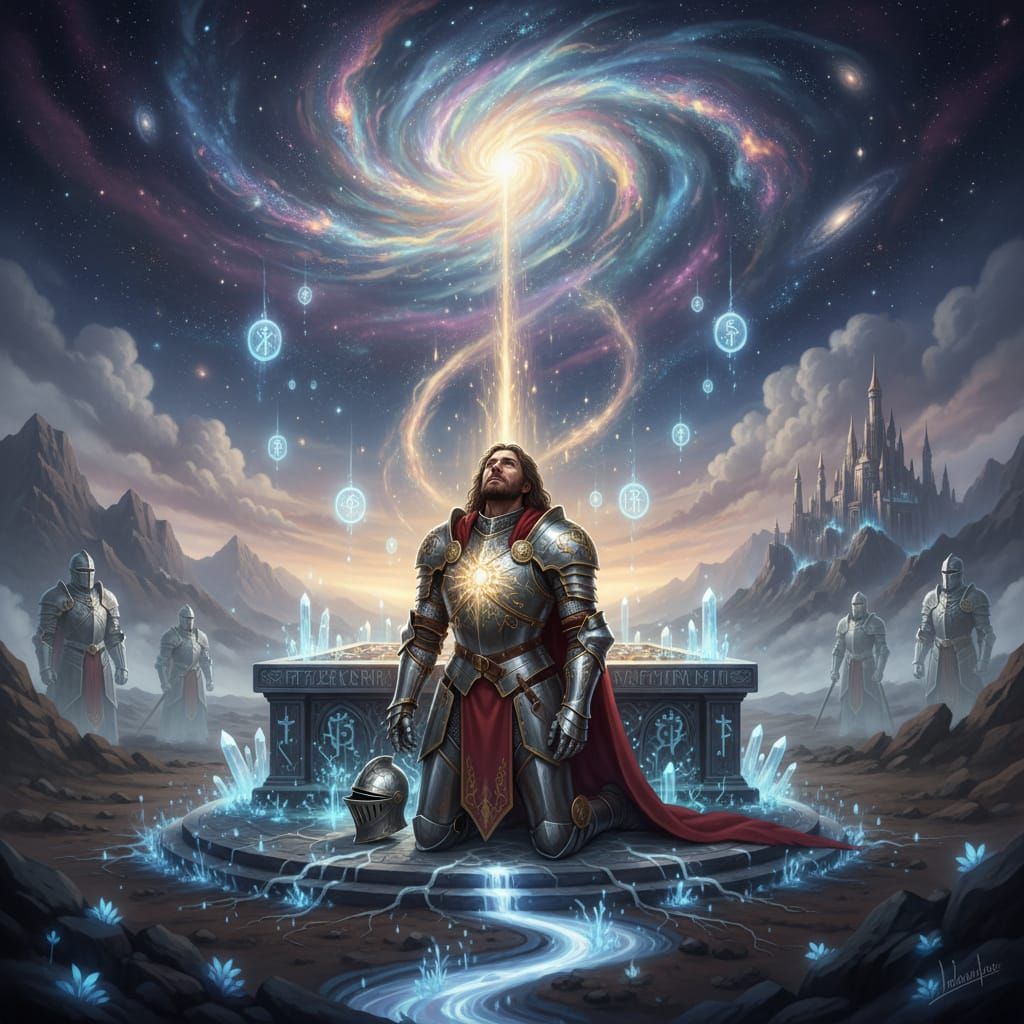 Knight's Transcendental Sacrifice in Epic Fantasy Style