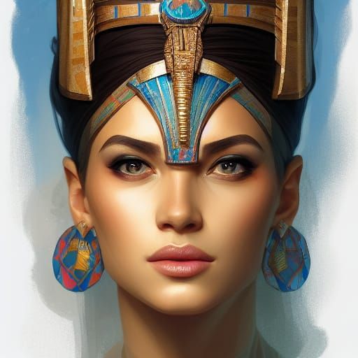 Egyptian Princess Portrait in Art Nouveau Style