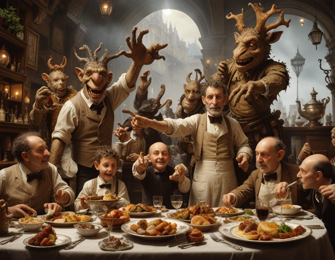 Bistro BIzzarro Staff Celebrating with a Dignitary and their Crew - FUN was had by all.