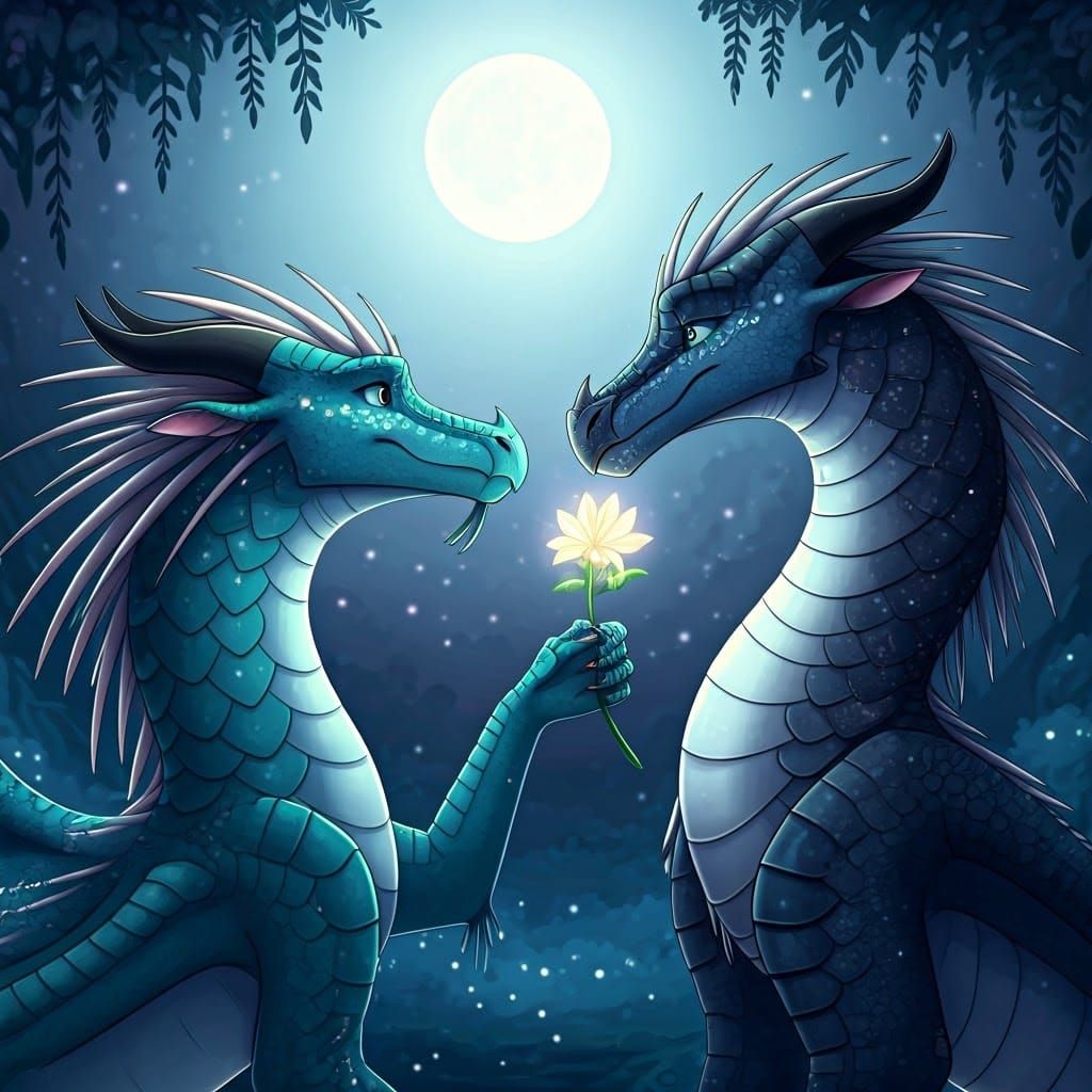 Moonlit Dragons in Whimsical Fantasy Landscapes