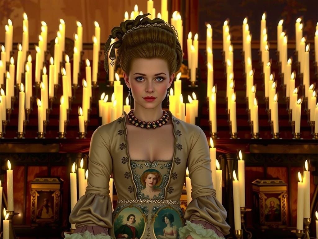 Elegant 18th-Century Candlelit Shelves in Grand Period Style