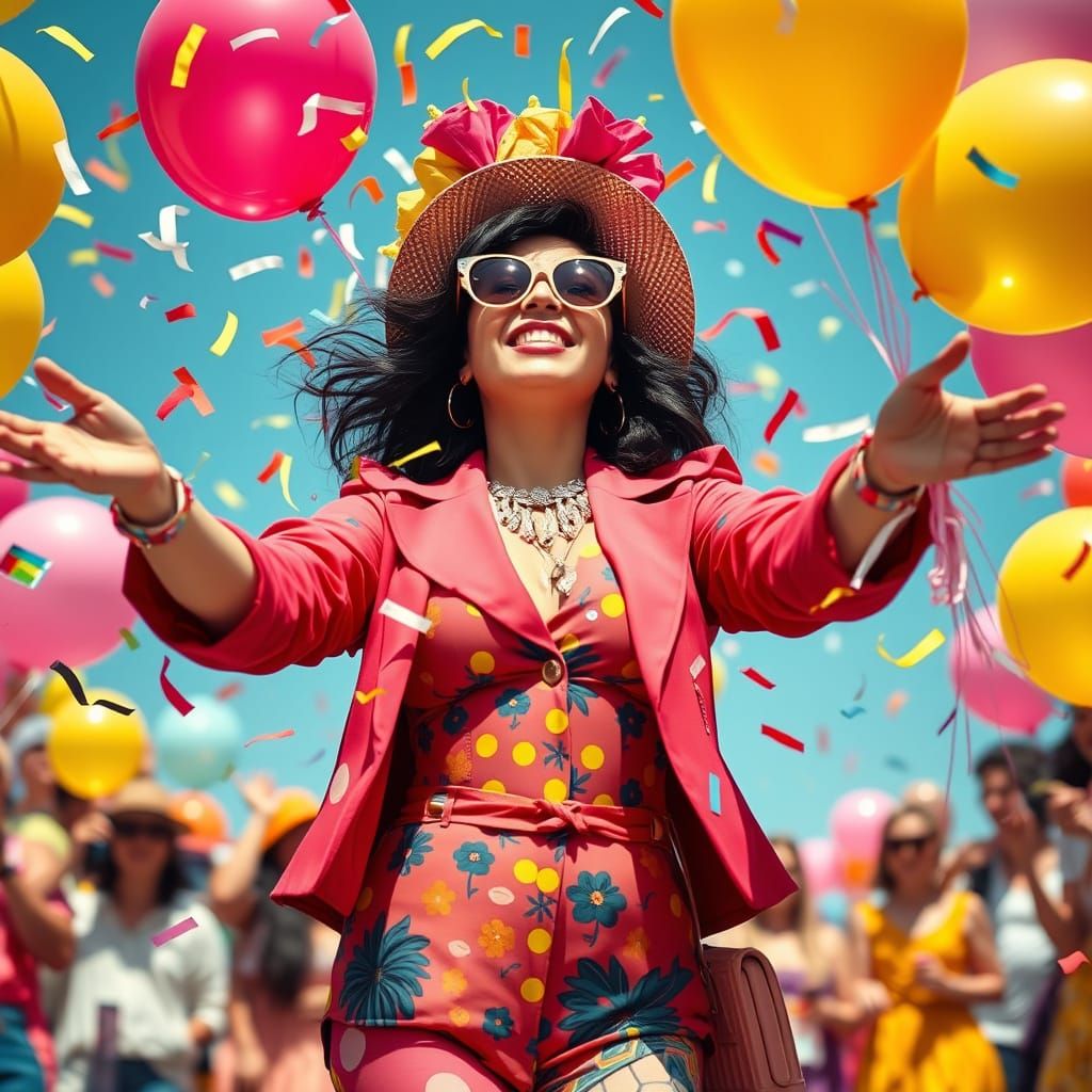 Vibrant Celebration in Whimsical Style