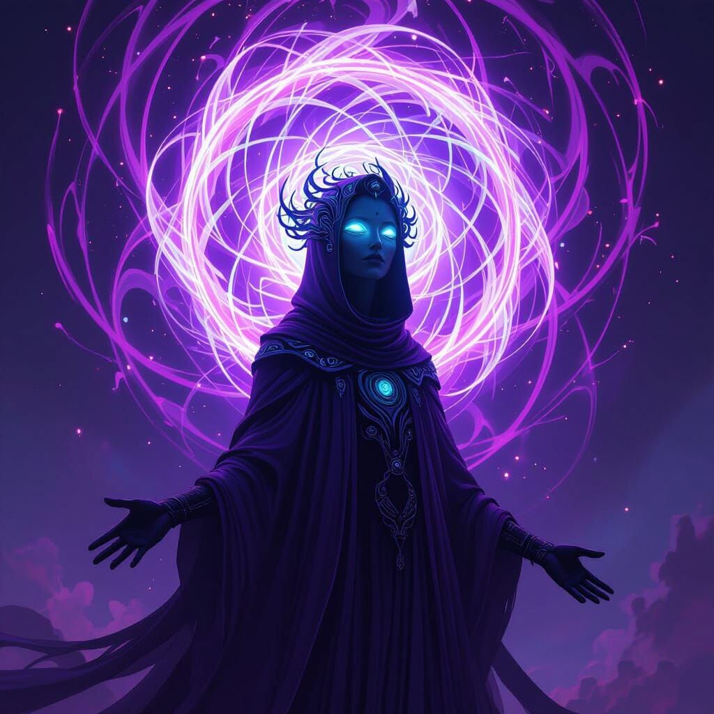 Luminescent Mystical Being in Futuristic Style