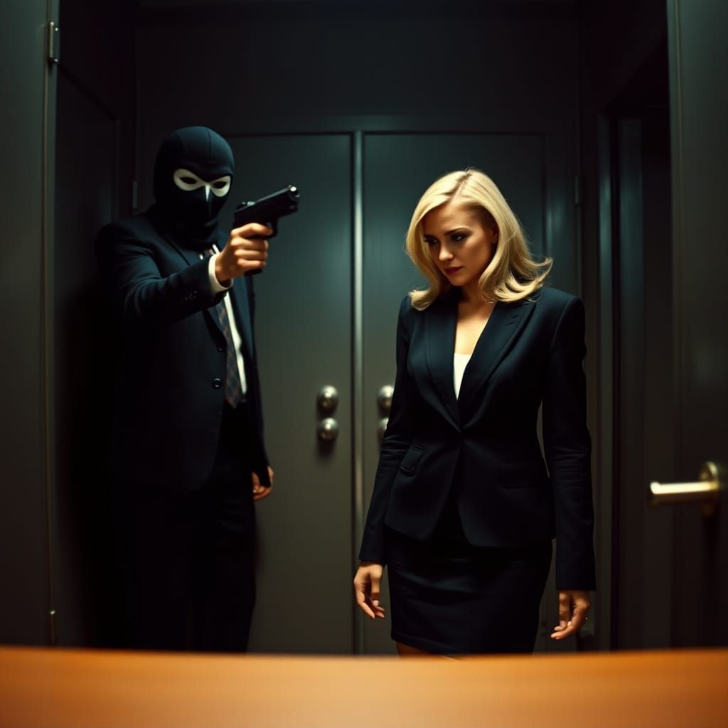 Bank Robbery Scene in Cinematic Style