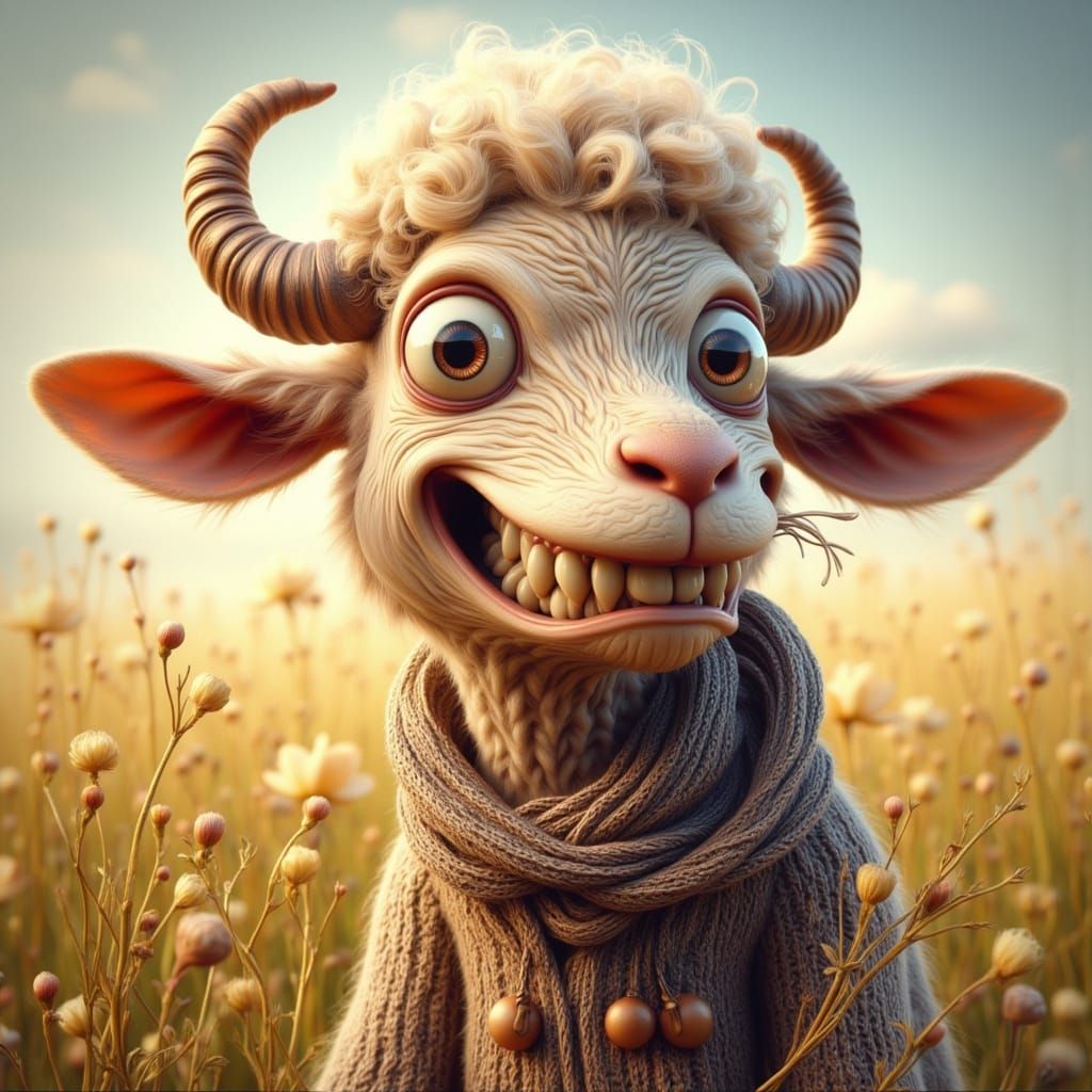 Cartoon Lamb in 90s Animation Style