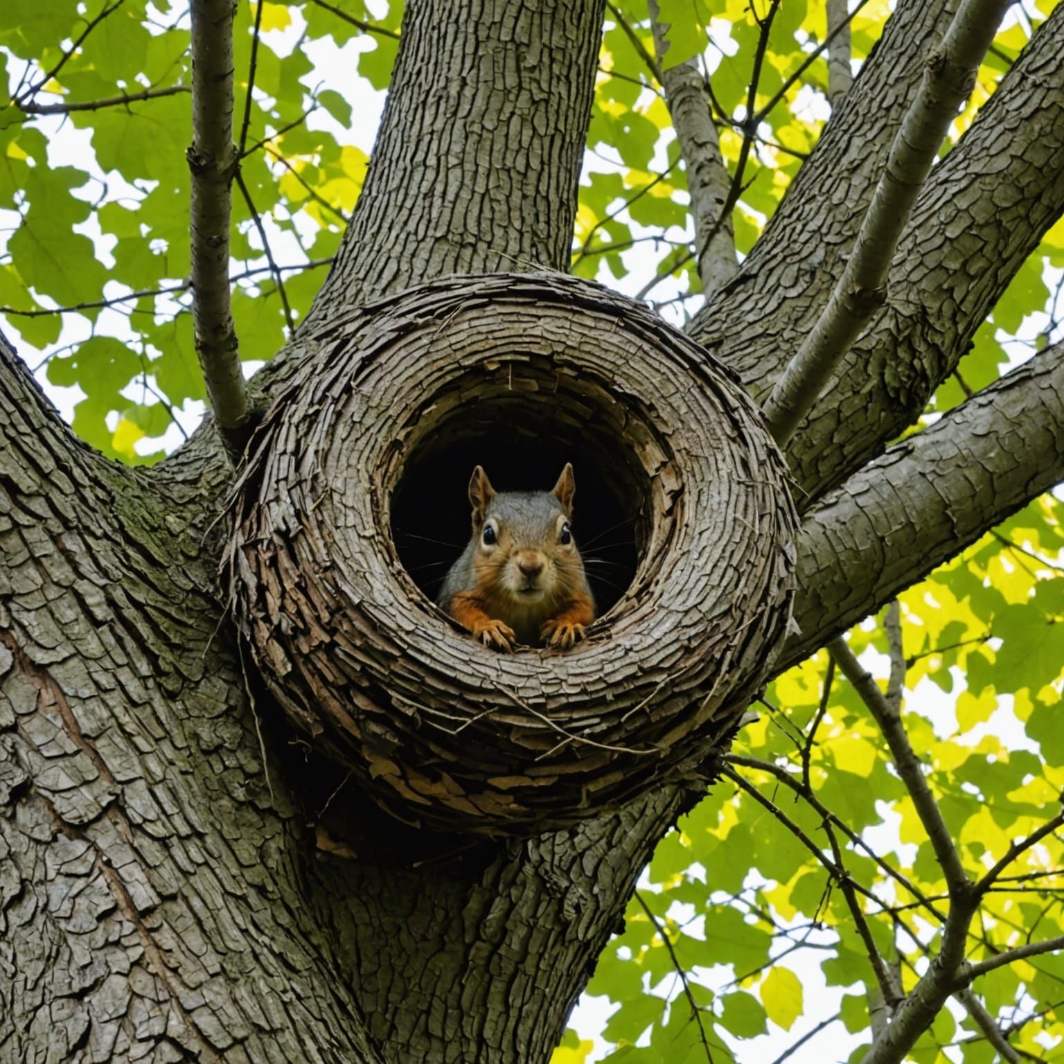 Squirrel nest in a tree