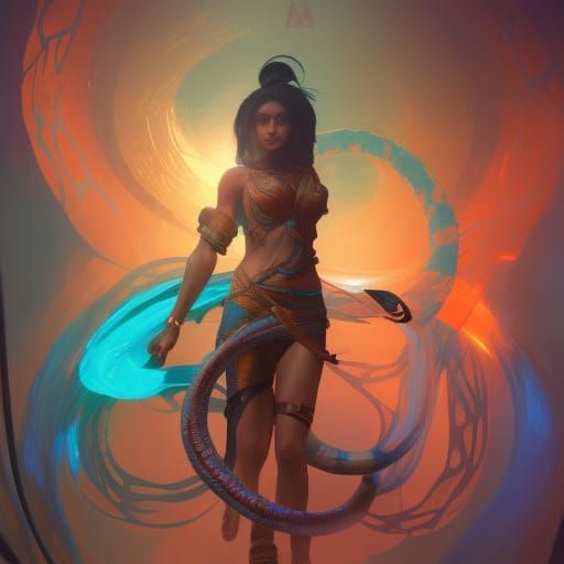 Mystical Snake Concept Art in Art Nouveau Style