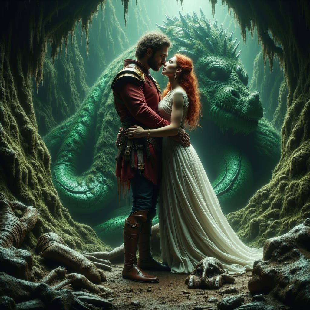 Brunhilde and Siegfried Embrace in Dragon's Lair