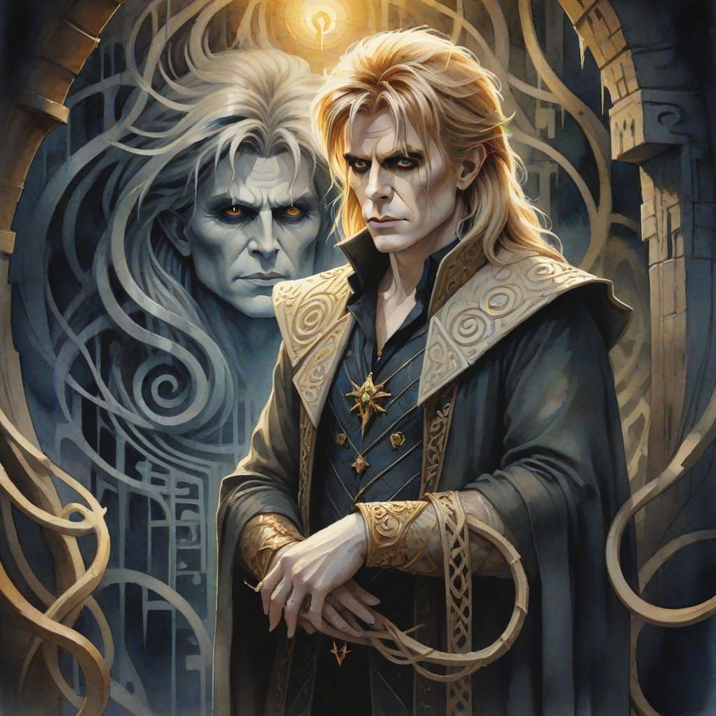 Mystical Maze Portrait in Watercolor Style