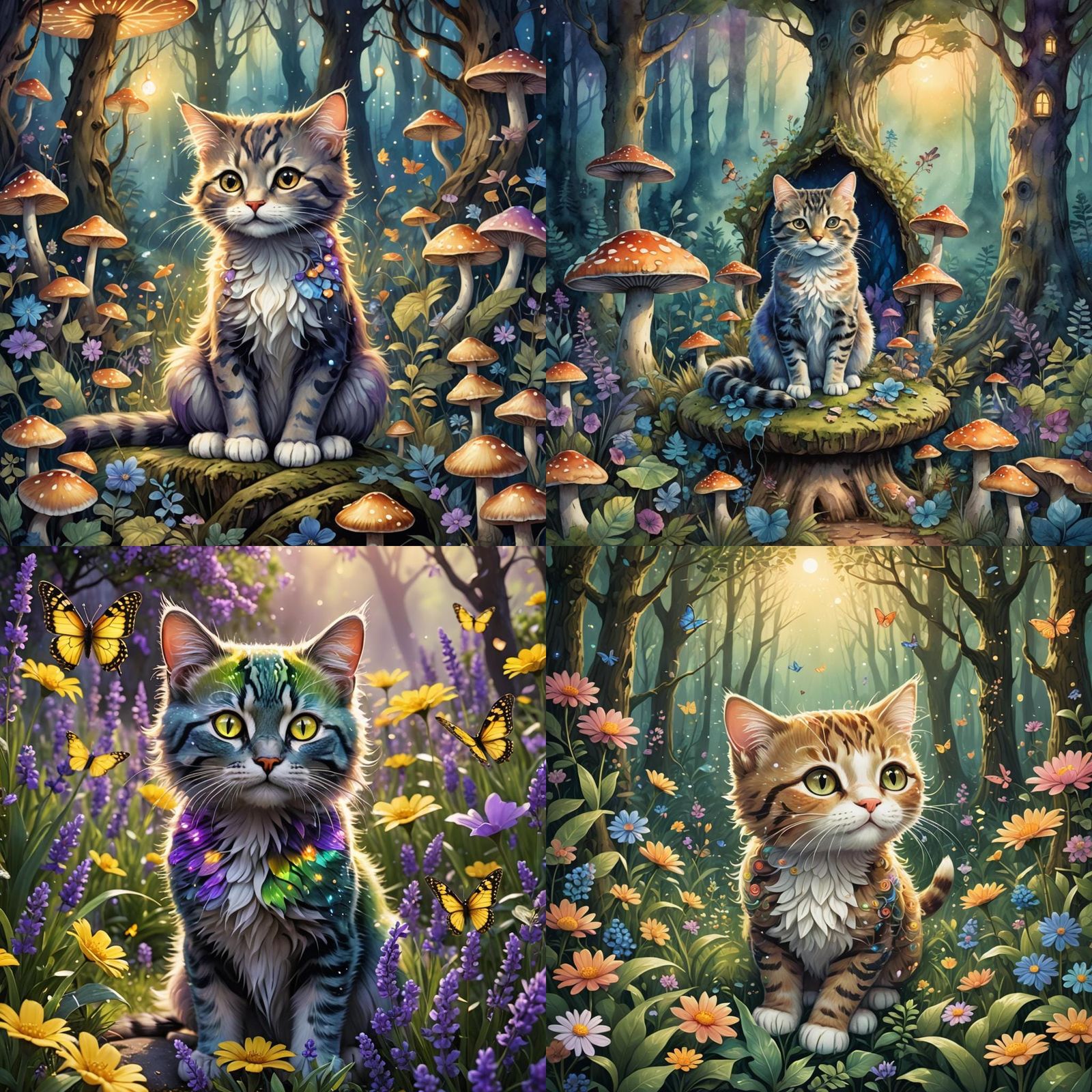 Kitty Cat Coloring Book Style Illustration