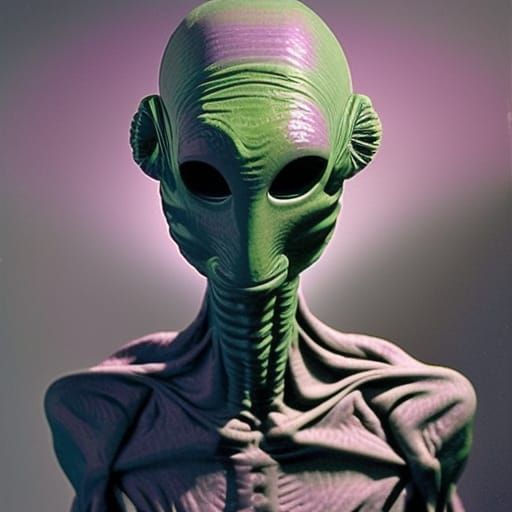 Graceful Alien Creature with Glowing Green Eyes