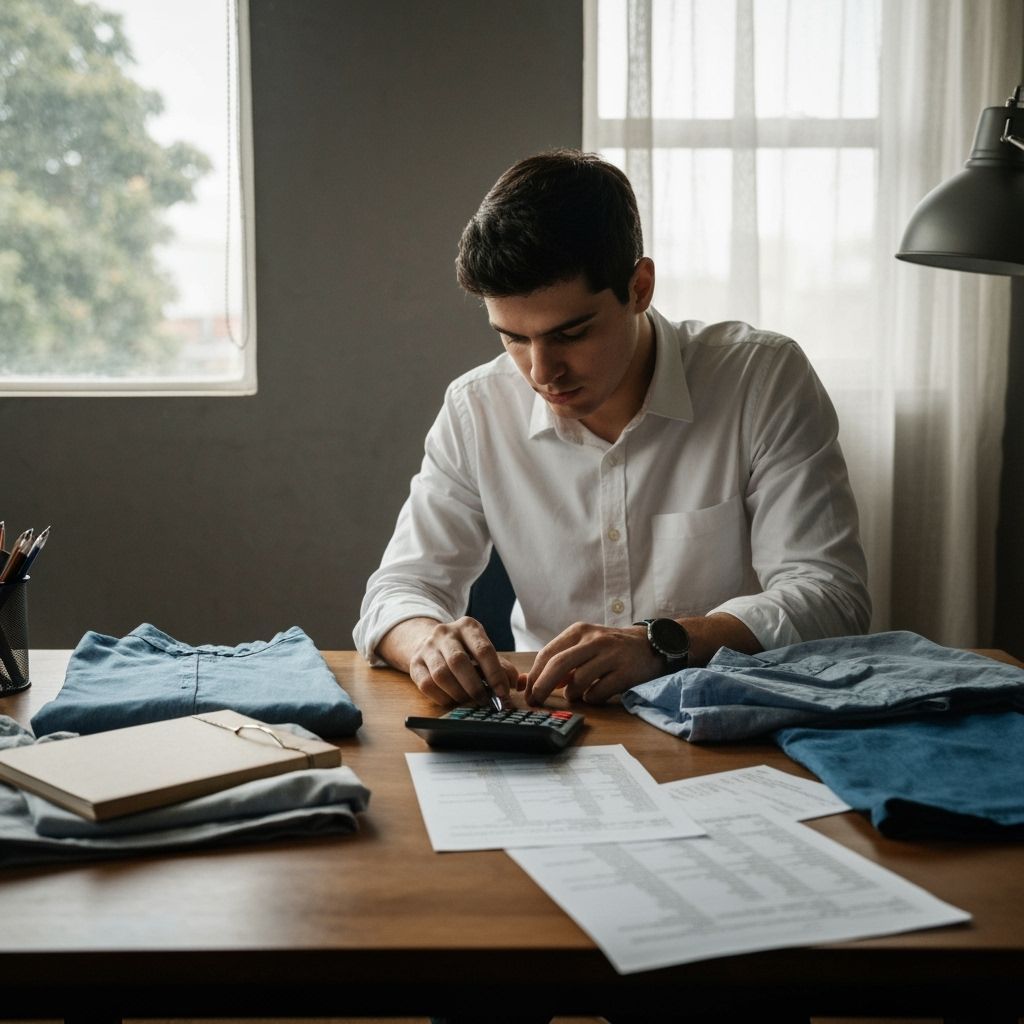 Young Entrepreneur Calculating Profit in Home Office