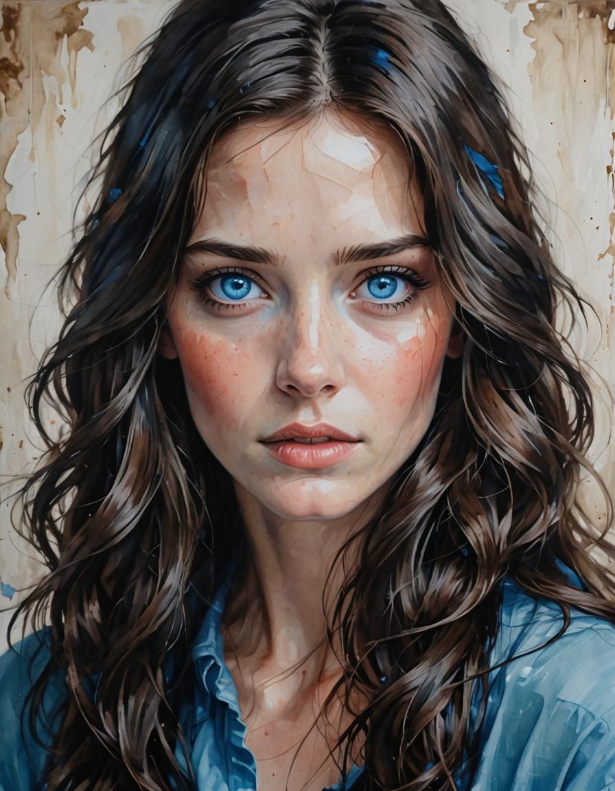 Brunette Woman with Blue Eyes: An Enigmatic Portrait