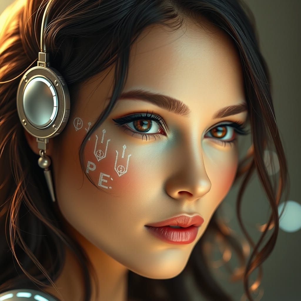 Stunning Human Woman Cyborg in Radiant Light