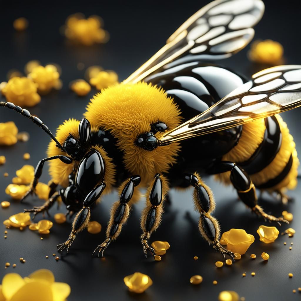 Crystal Glass Bee: A Photorealistic CGI Masterpiece