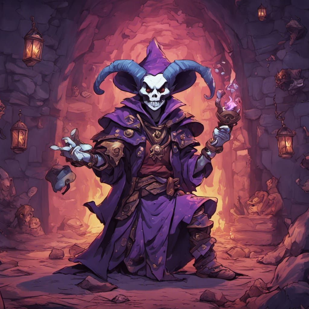 Jevil as D&D Bard, Barbarian, Warlock