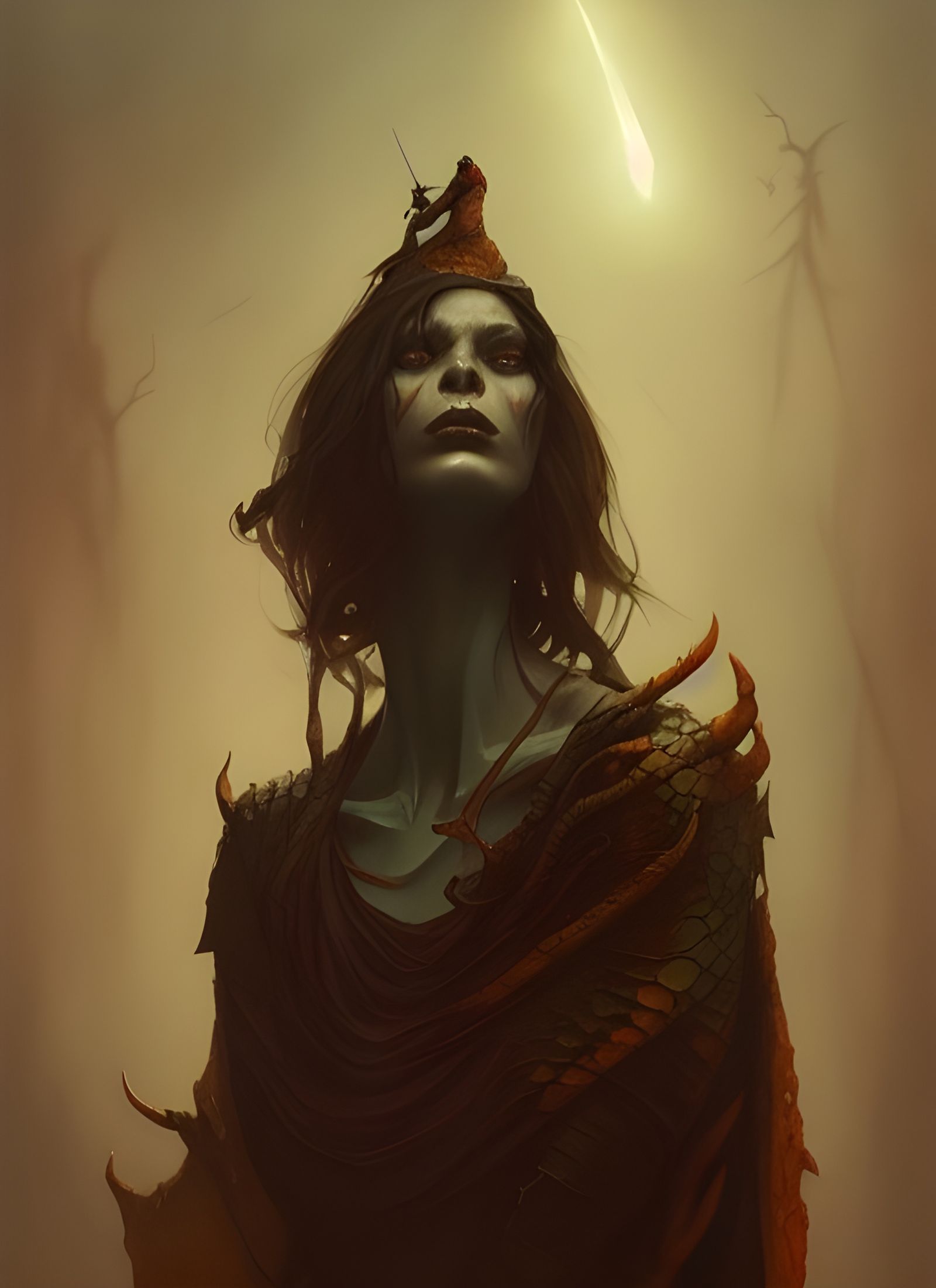 King Lizard Wizard Portrait in Watercolor Style