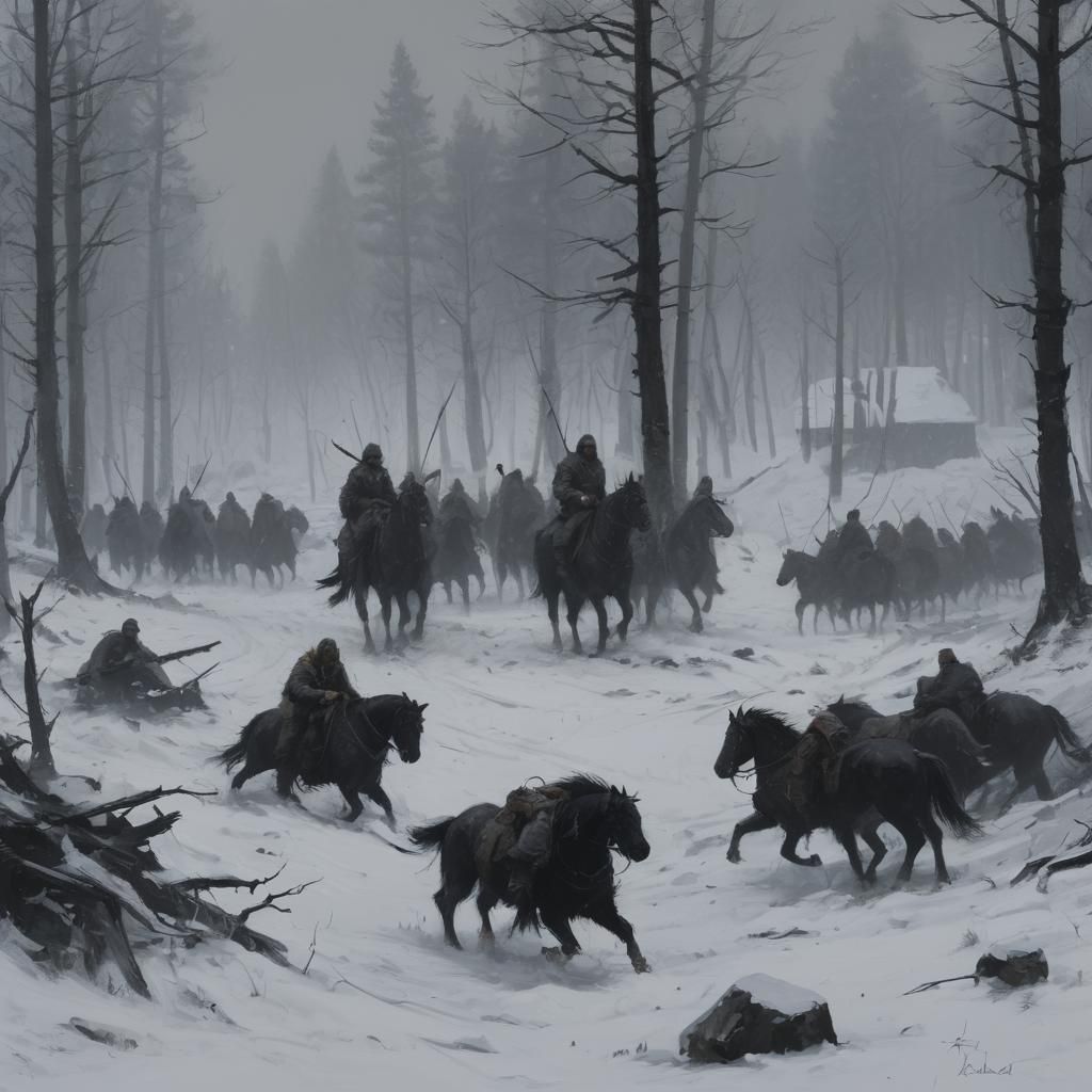 Grimdark Scene in Painterly Style