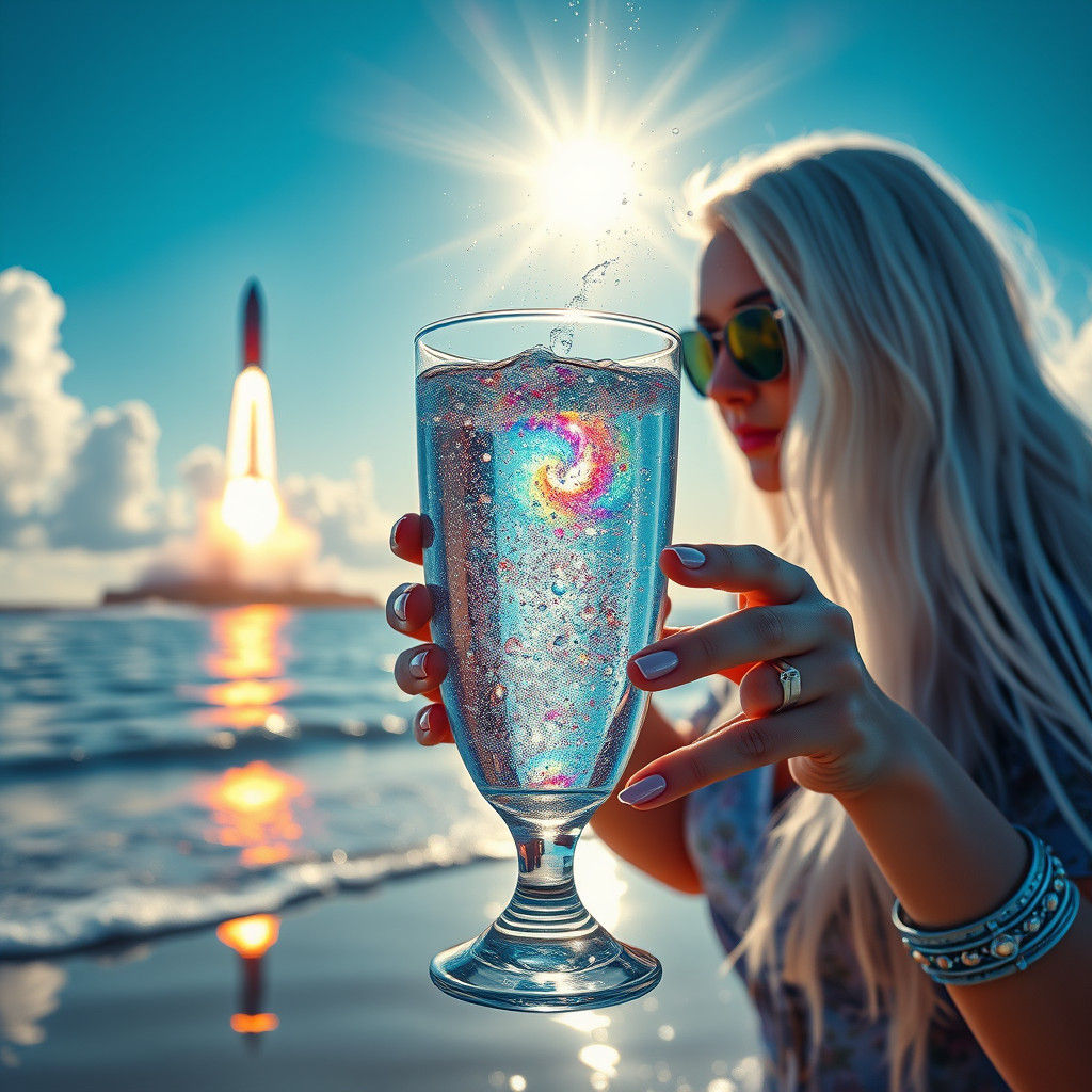 Rainbow Galaxy of Sparkling Water on a Beach