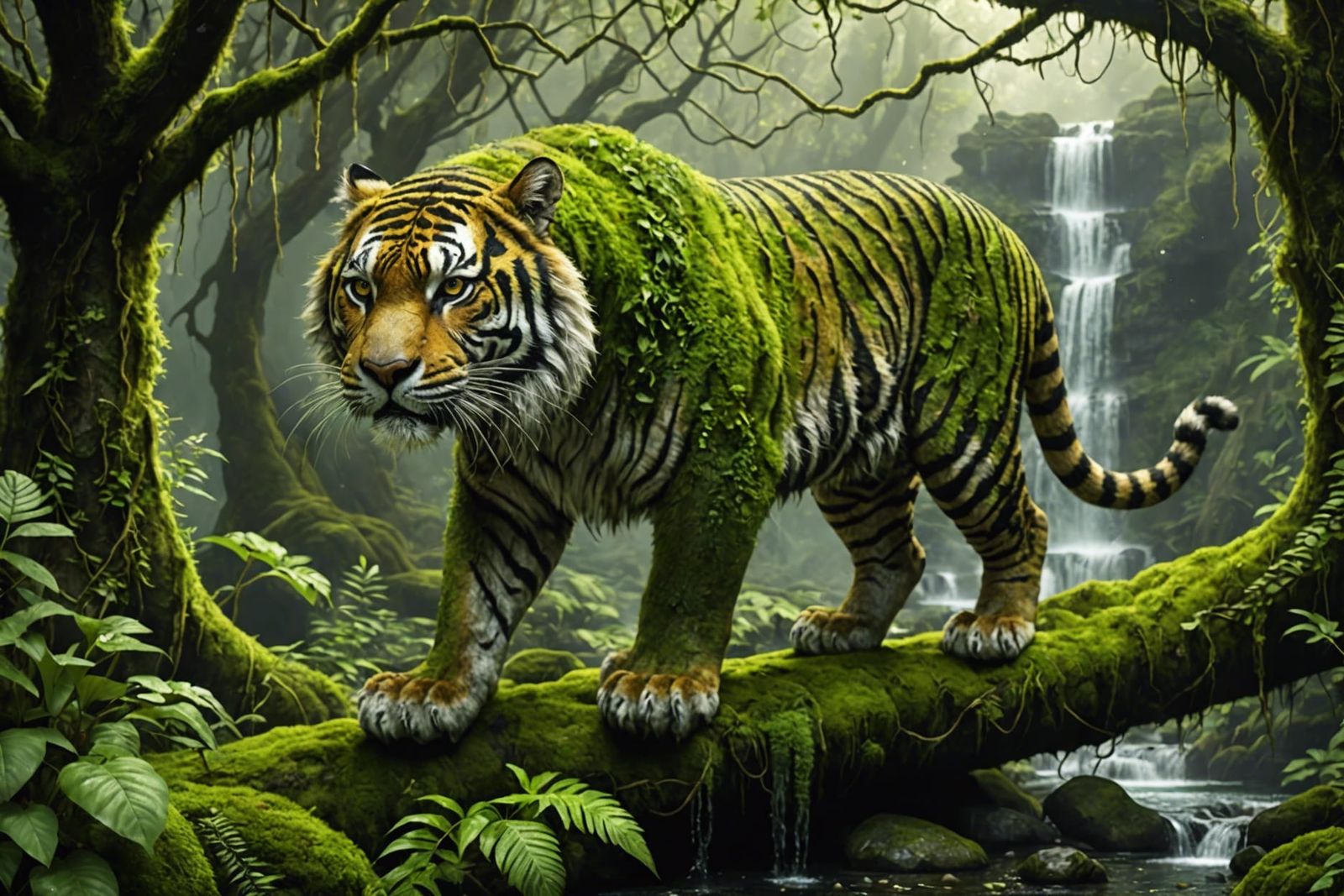 Majestic Mossy Tiger: Ancient Jungle Guardian