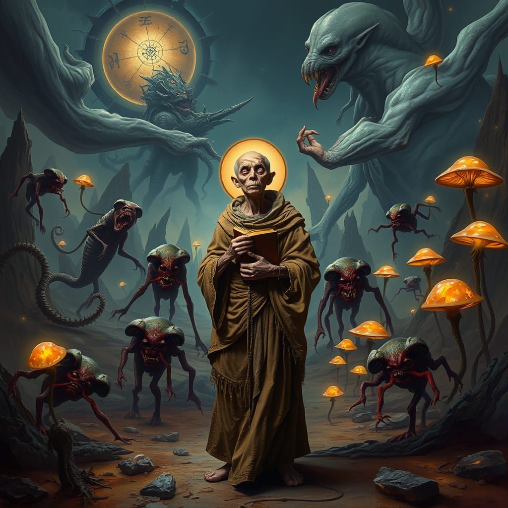 Saint Anthony Endures in a Hellish, Dreamlike Landscape