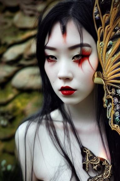 Ethereal Mythical Goddess in Asian Horror Style