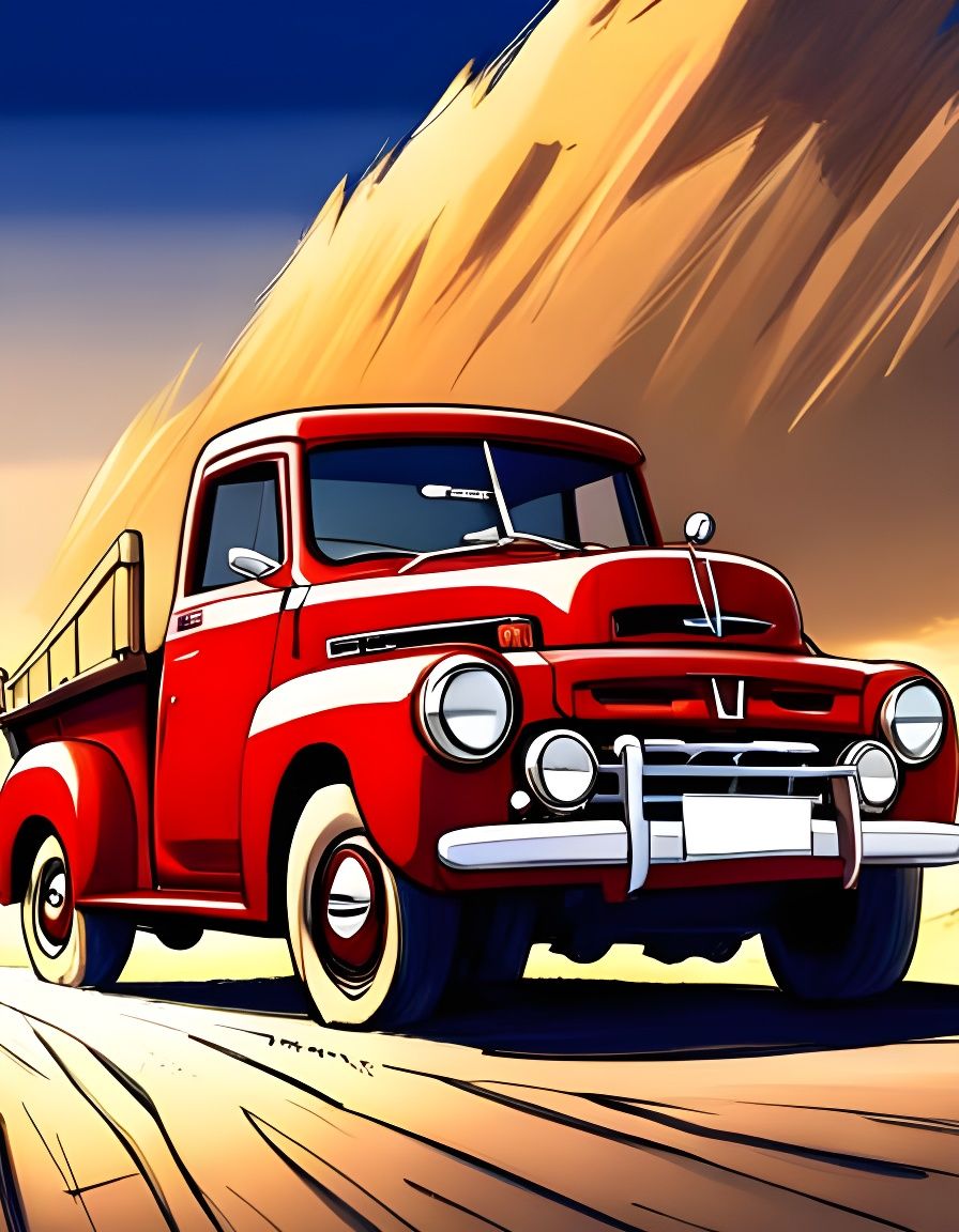 Cyberpunk Honda Pickup Truck in Japanese Anime Style