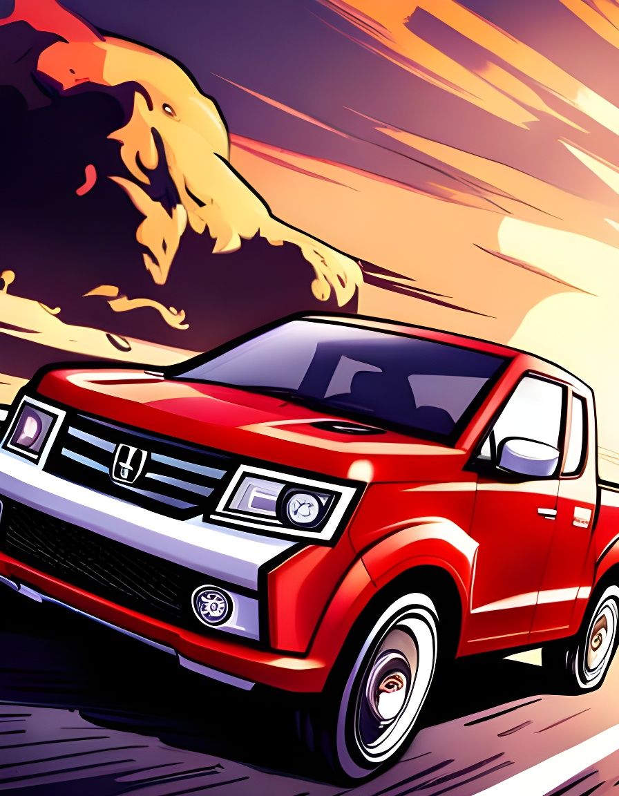 Honda Pickup Truck in Anime Style