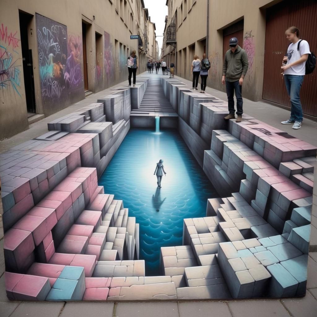 Spectacular 3D Chalk Street Art Optical Illusion