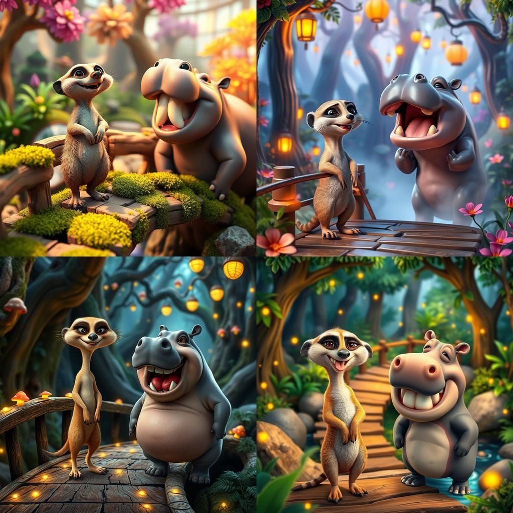 Mystical Forest Friends Share a Laughter