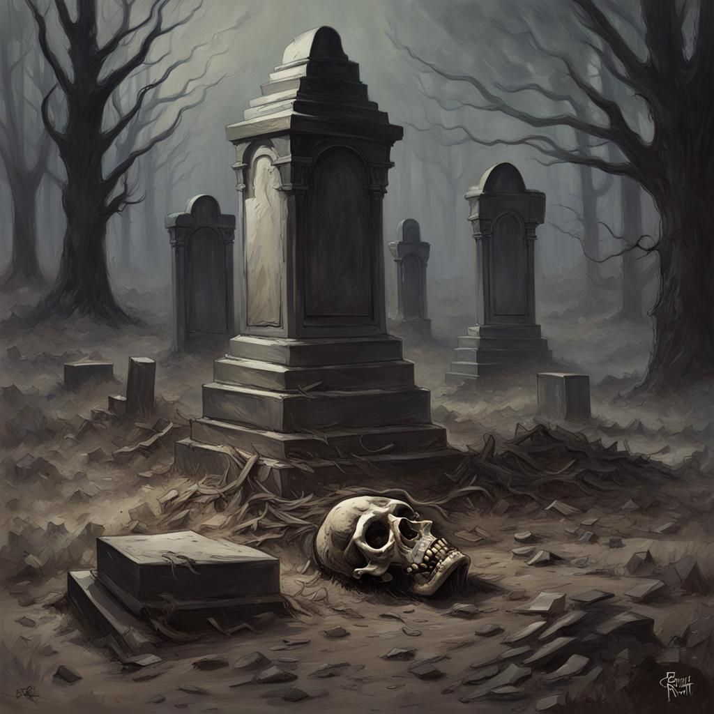 Sinister Grave Remains in the Style of Rutkowski