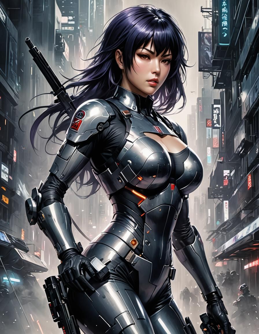 Motoko Kusanagi in Dark Fantasy Style