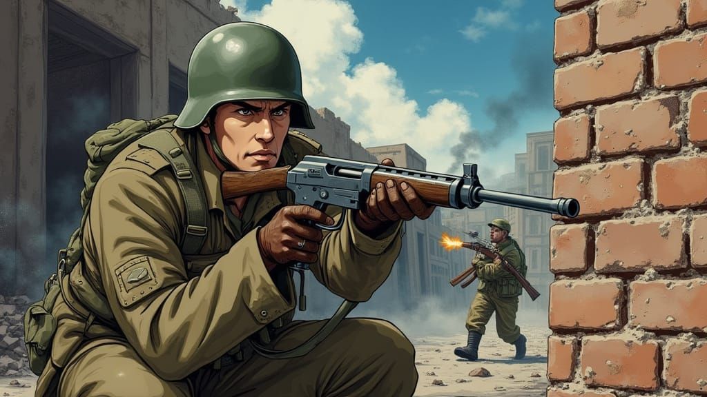 Anime Men Engage in Intense WWII Battle
