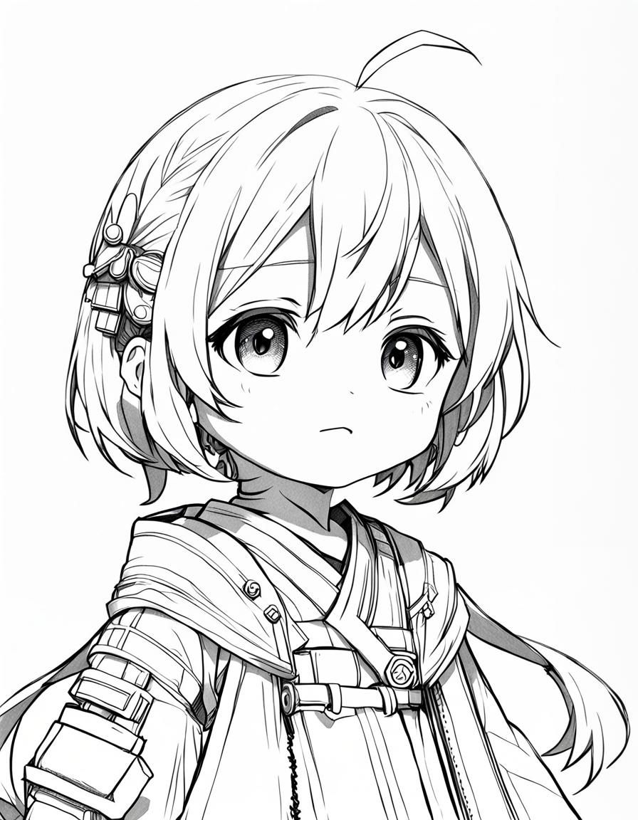 Hyperdetailed Chibi Anime Manga Line Art