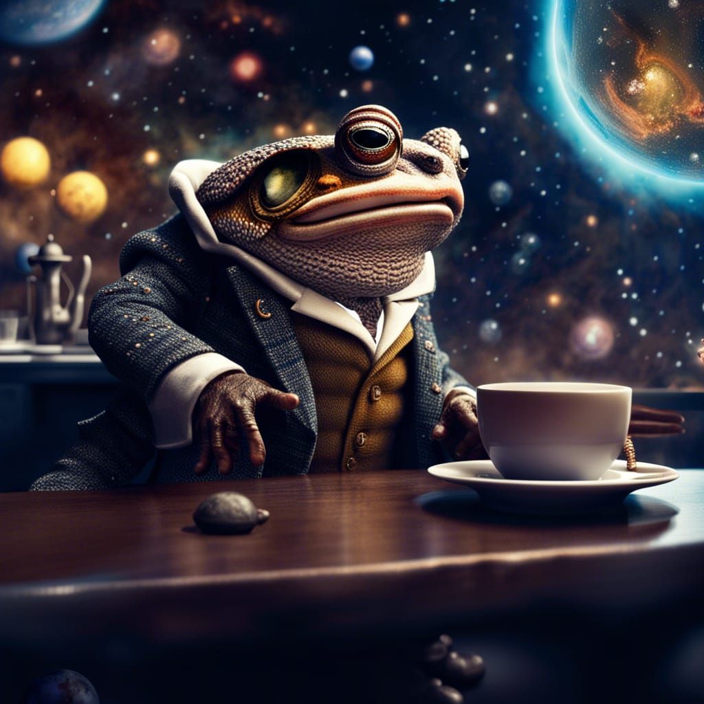 Toad in Space Cafe: Detailed Matte Painting