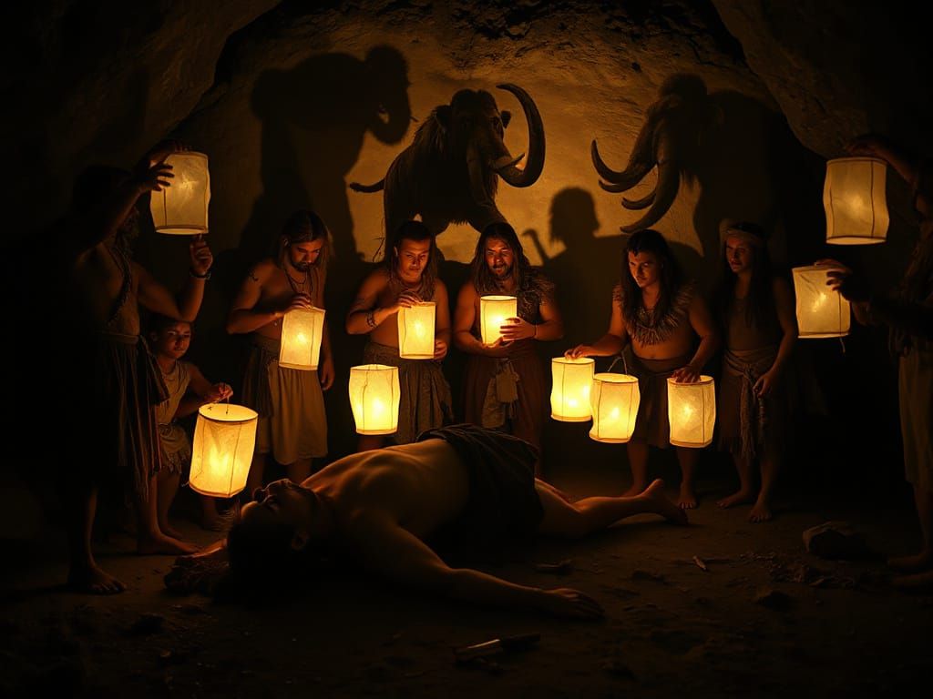 Prehistoric Tribe Mourns in a Glowing Cave