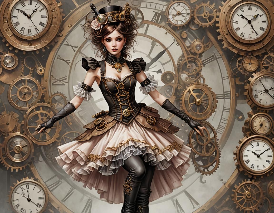 Steampunk Ballerina in Clockpunk Style